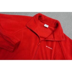 Columbia Fleece Jacket Womens XL Red Full Zip Pockets Warm Outdoor Soft Hike